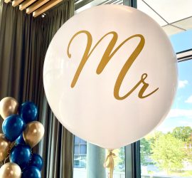 Riesenballon Mr - weiß mit Goldschrift - 90 cm