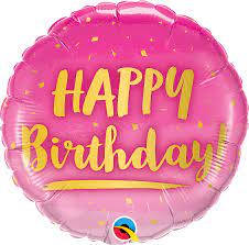 Folienballon Happy Birthday pink/gold; 45 cm; rund