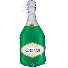 Folienballon grüne Flasche Cheers, 81 cm hoch