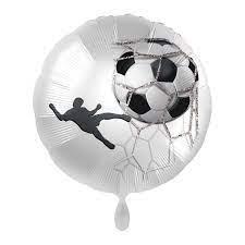 Folienballon Fussballspieler schießt ein Tor; 45 cm; rund; Sport; Fussball