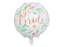 Folienballon Bride mit Blumen, 45 cm, rund