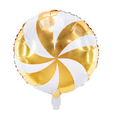 Folienballon Candy, weiß/gold; 45cm; rund