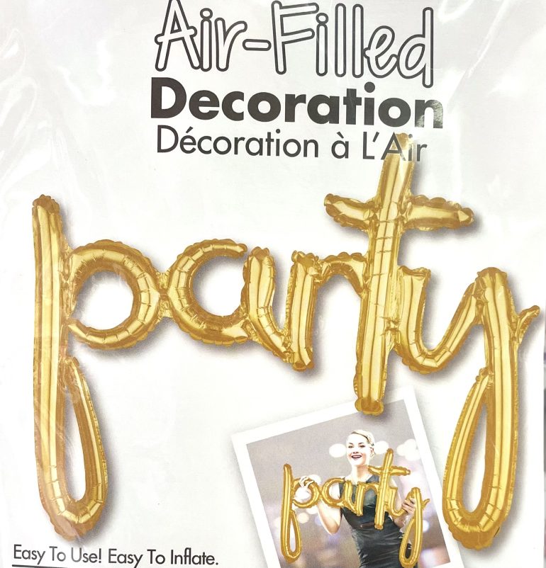 Schriftzug `party´ - gold; Luftfüllung!