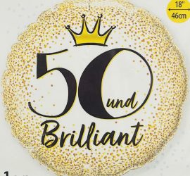 Folienballon 50 und brilliant; rund; 45cm