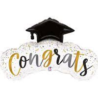 FL Congrats - mit Doktorhut; weiß; gold; schwarz; silber