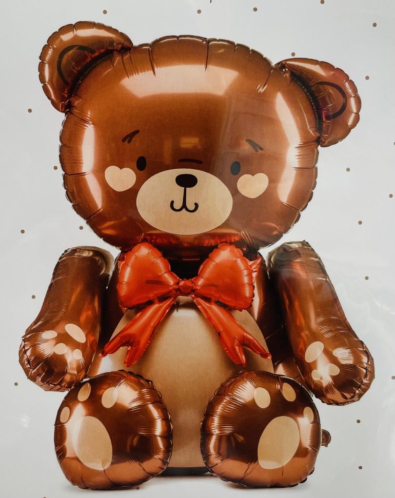 Teddybär - braun mit roter Masche - Luftfüllung