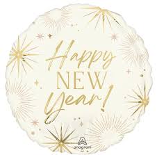 FLB Happy NEW Year! 45cm; rund; weiss/gold