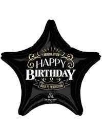 Folienstern Happy Birthday in den Farben schwarz und weiß; 70 cm groß