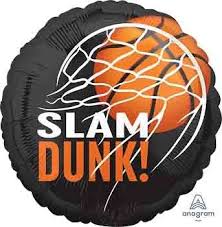 Folienballon Basketball - SLAM DUNK!; rund; 45 cm