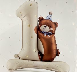 Standup Zahl 1 mit Teddy - Luftfüllung