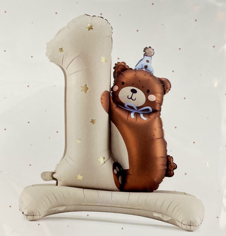 Standup Zahl 1 mit Teddy - Luftfüllung