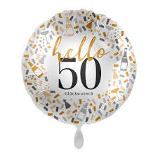 FL-Ballon hello 50 Happy Birthday; 75cm; rund