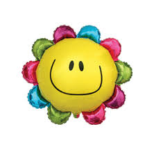 Folienballon Smileyblume mit bunten Blütenblättern