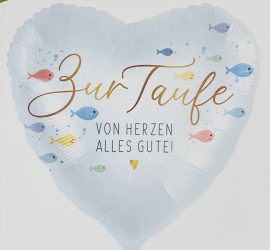 Folienherz `Zur Taufe von Herzen alles Gute!´; 45cm