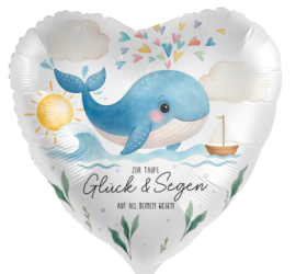 Folienherz `Zur Taufe Glück & Segen auf all deinen Wegen´