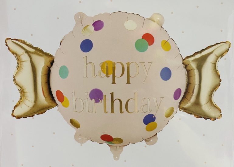 Folienballon happy birthday in Zuckerlform